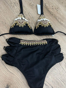 Luxury black seashells high Waisted