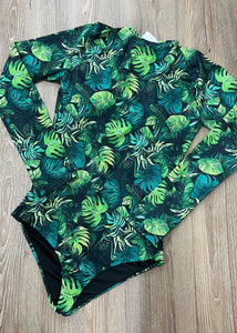 Tropical Blue and Green Macaw (Long Sleeve One Piece)