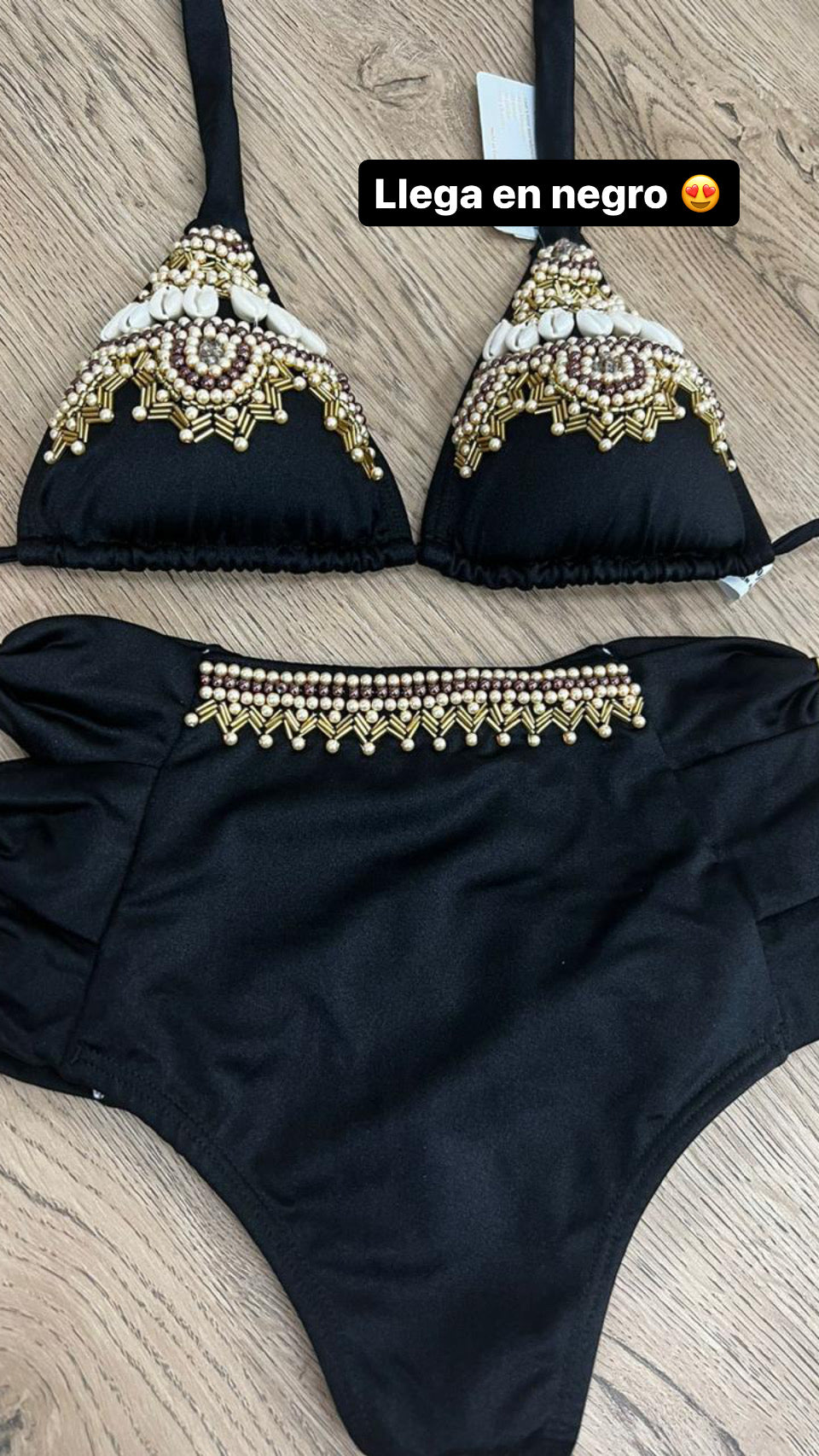 Luxury black seashells high Waisted