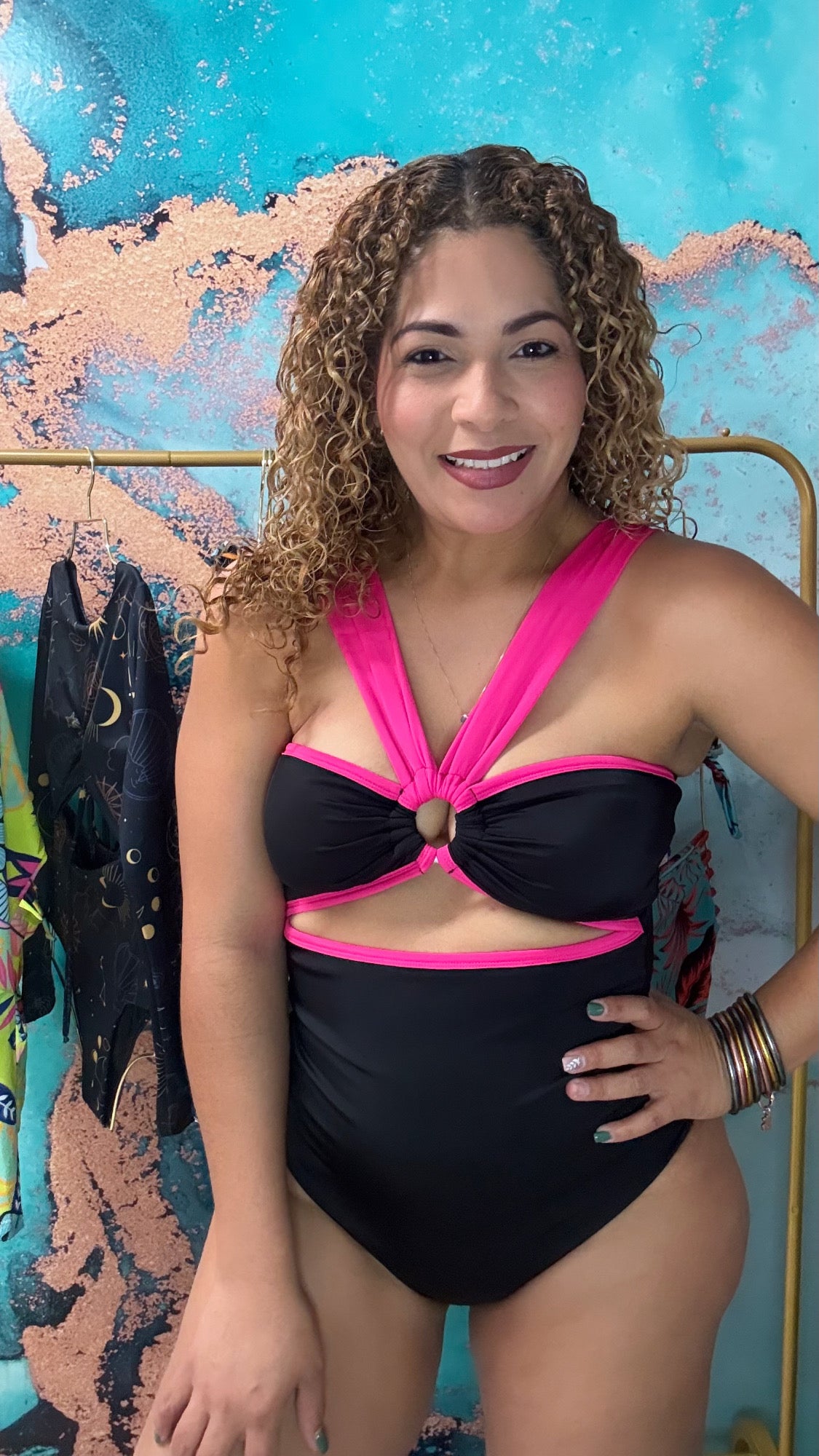 Milena one Piece black and pink